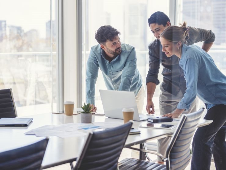 Team discussing in a meeting room