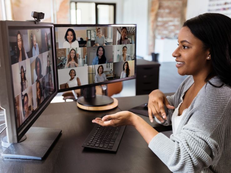 Woman having a conference call